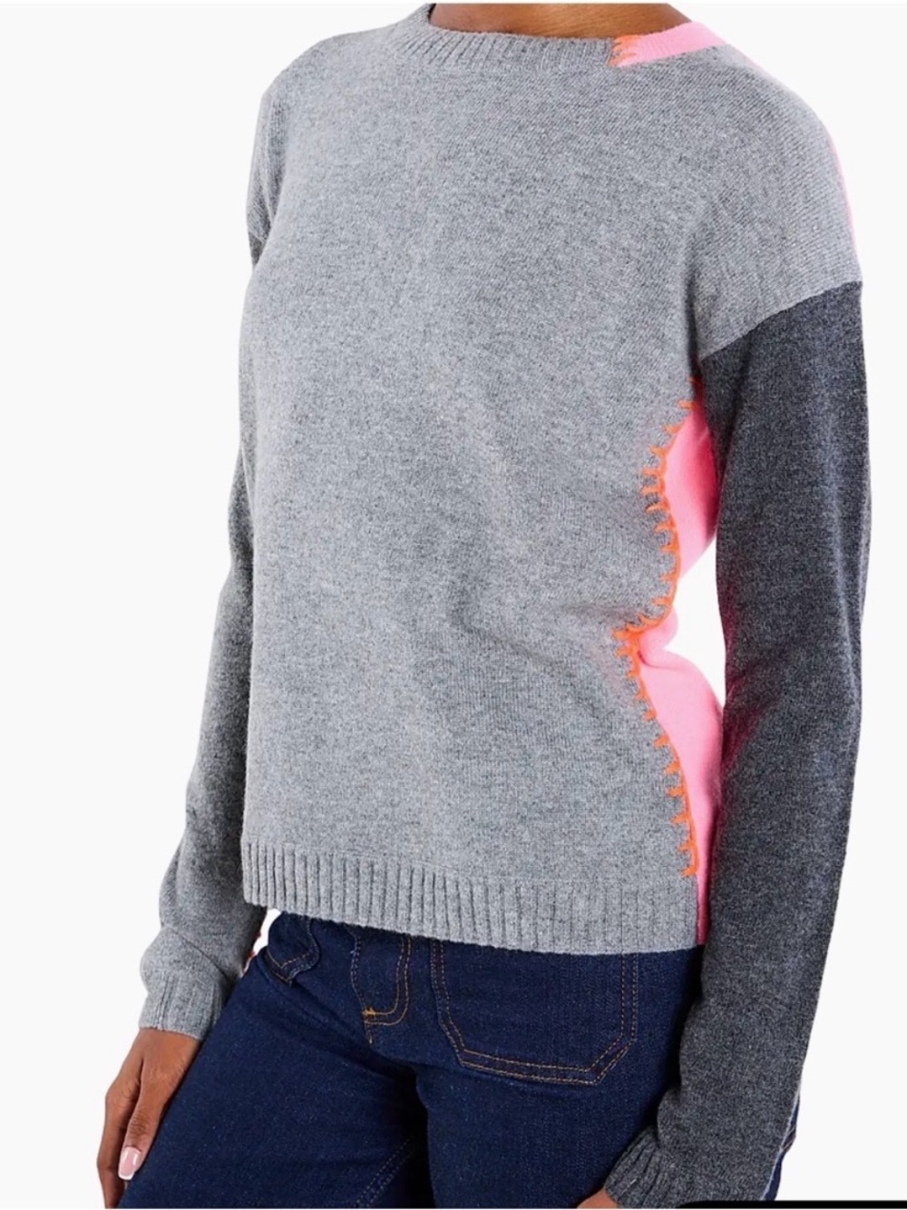 Lisa Todd Writers Block 100% Cashmere Sweater Women XS Pink Gray Preppy Casual